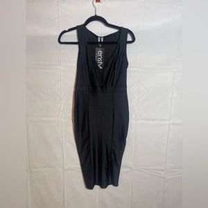Black Mini Bodycon dress with plunge neckline